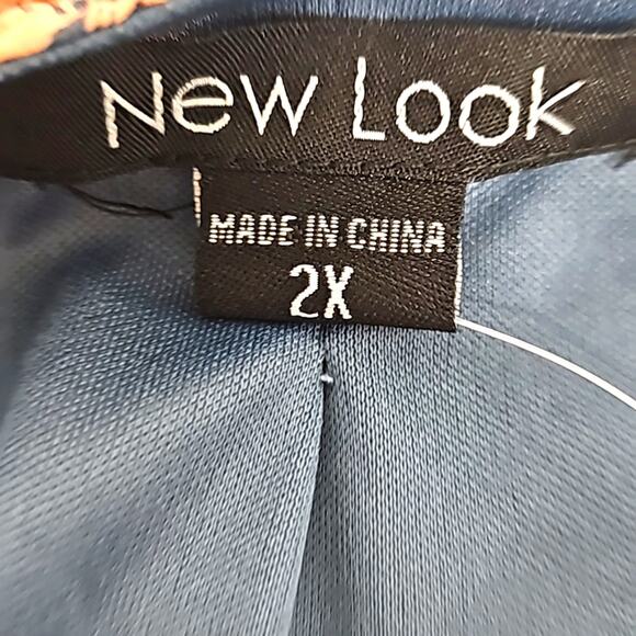 New Look Navy Red Pink Tan & White Floral V- Neck Rope Tie at Waist Sz 2X (NWT) - Picture 14 of 15